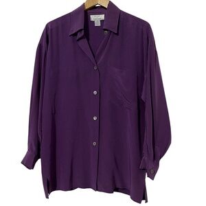 Silk Studio Vintage Silk Shirt Size 6 Oversized Corporate Office New Years Eve